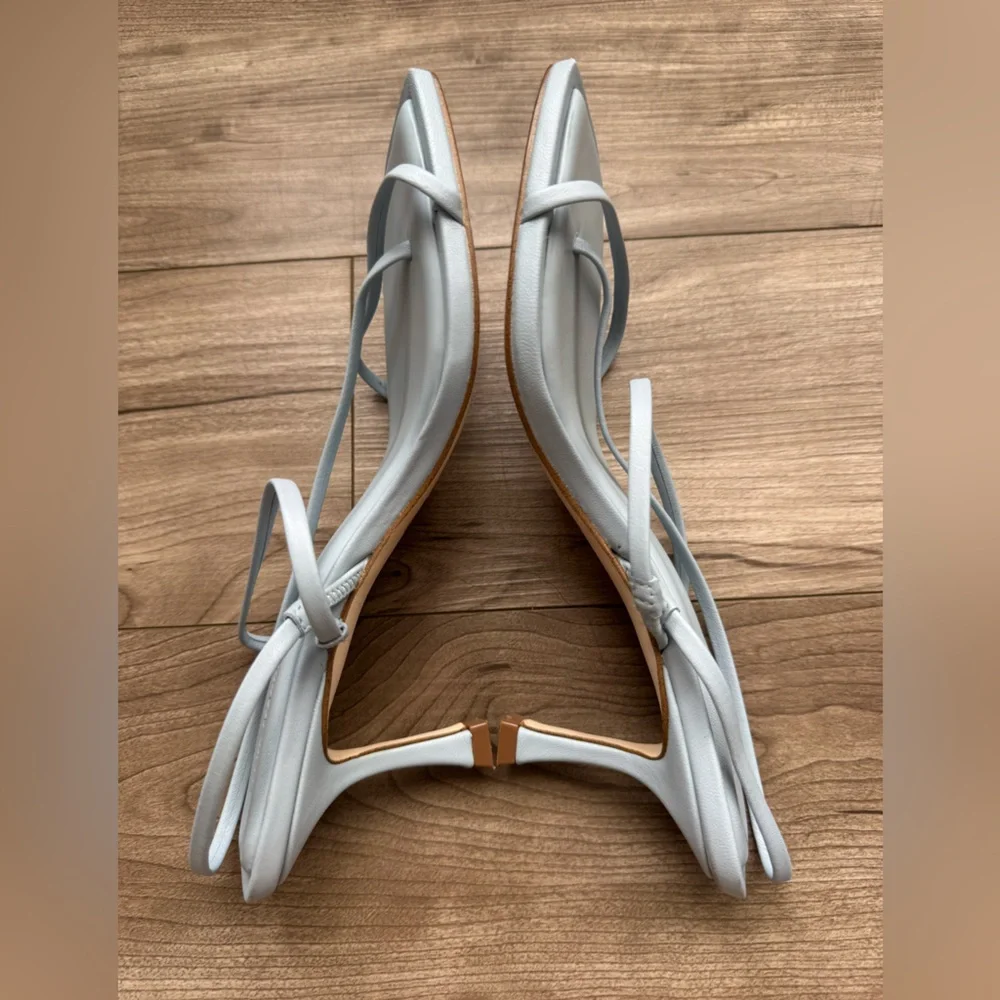 Steve Madden Locke strappy sandals light blue square toe kitten heel Size 7.5 - Picture 7 of 10